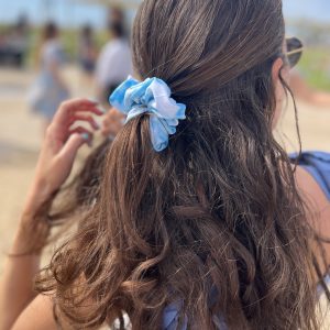 Ocean Wave - Handmade Waterproof Swim Scrunchie in Light Blue Tie-Dye