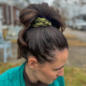 Olive - Handmade Waterproof Swim Scrunchie in Olive Green